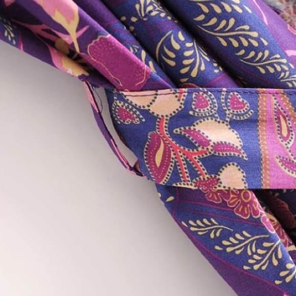 Boho Purple Floral Wisteria Kimono Duster Wrap - Picture 9 of 13